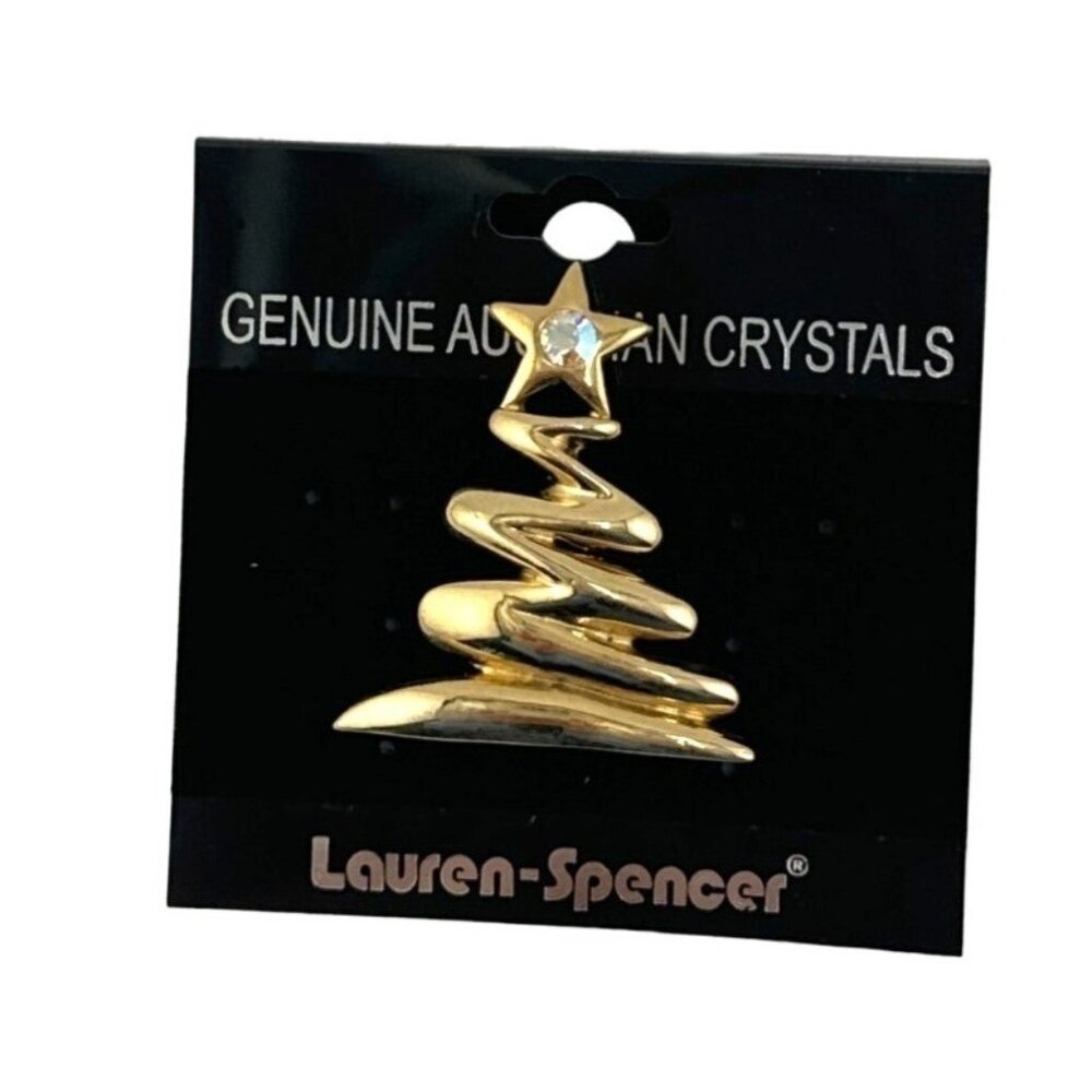 Lauren Spencer Christmas Tree Pin Brooch Austrian Crystal - Picture 4 of 4